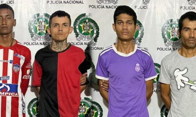 Los capturados fueron identificados como Luis Enrique Sandoval Salas, Juan Eduardo Sarmiento Altamar, Luis Alberto Castellano Herrera y Yeferson David Pérez Medina.